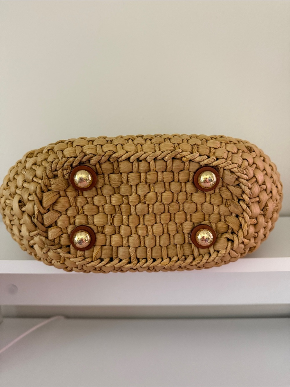 Michael Kors Tan Woven Straw Tote with Brown Leather & Gold Hardware - Picture 5 of 12